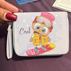 Kids Owl Wallet with Pink and Yellow Accents